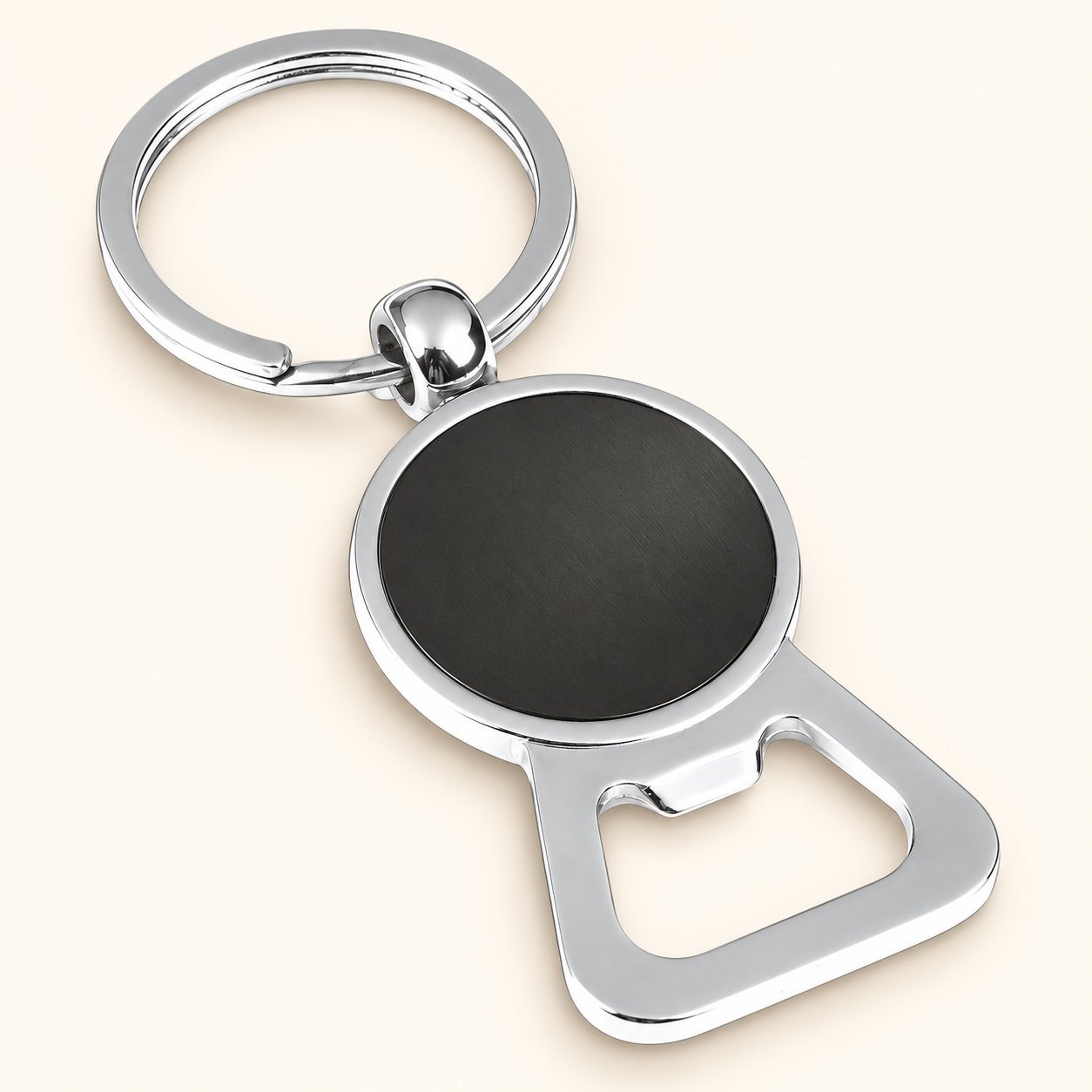 Round metal opener keychain