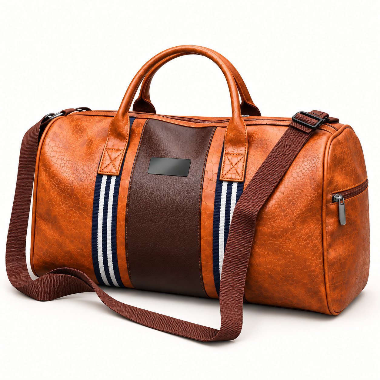 Crocodile-texture weekender duffel