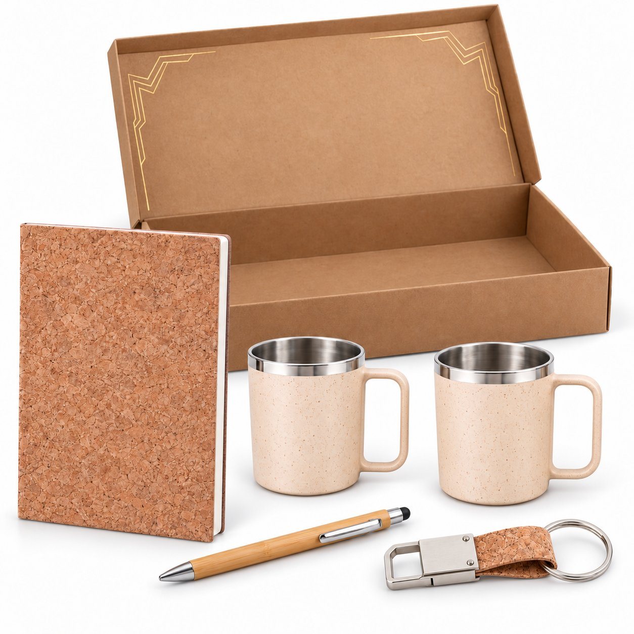 Eco cork and wheat-fibre gift set