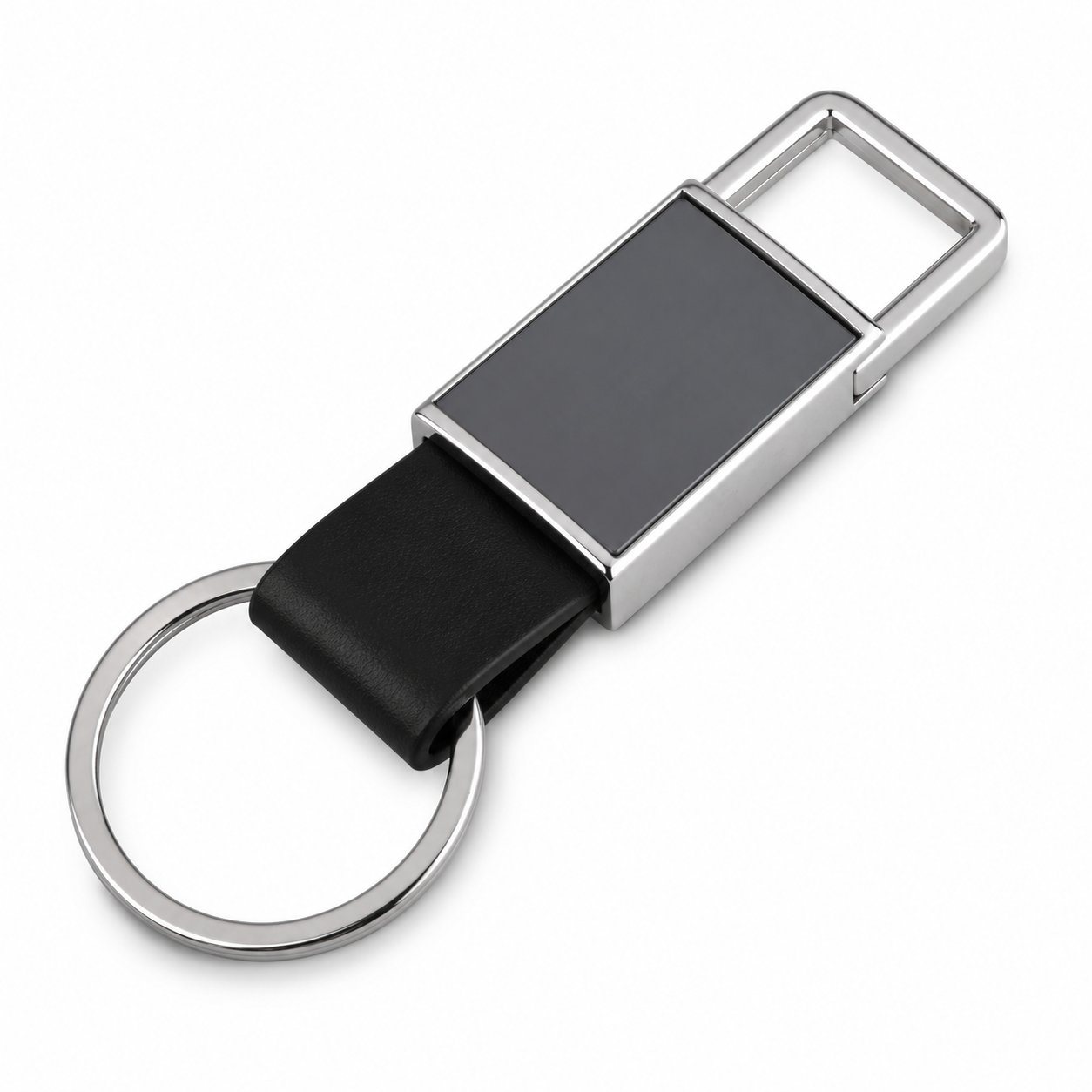 Black pull-out PU keychain