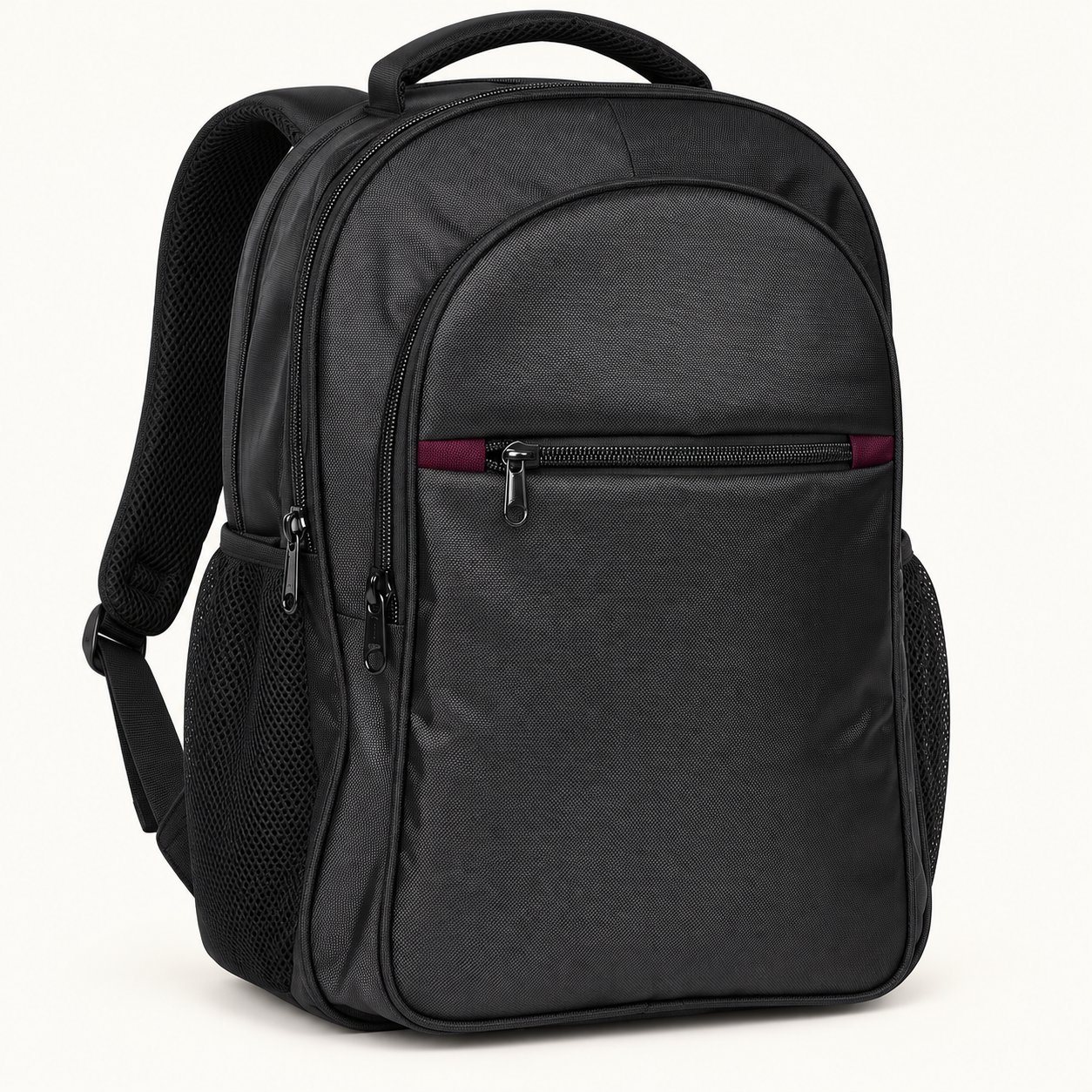 Maroon-accent backpack