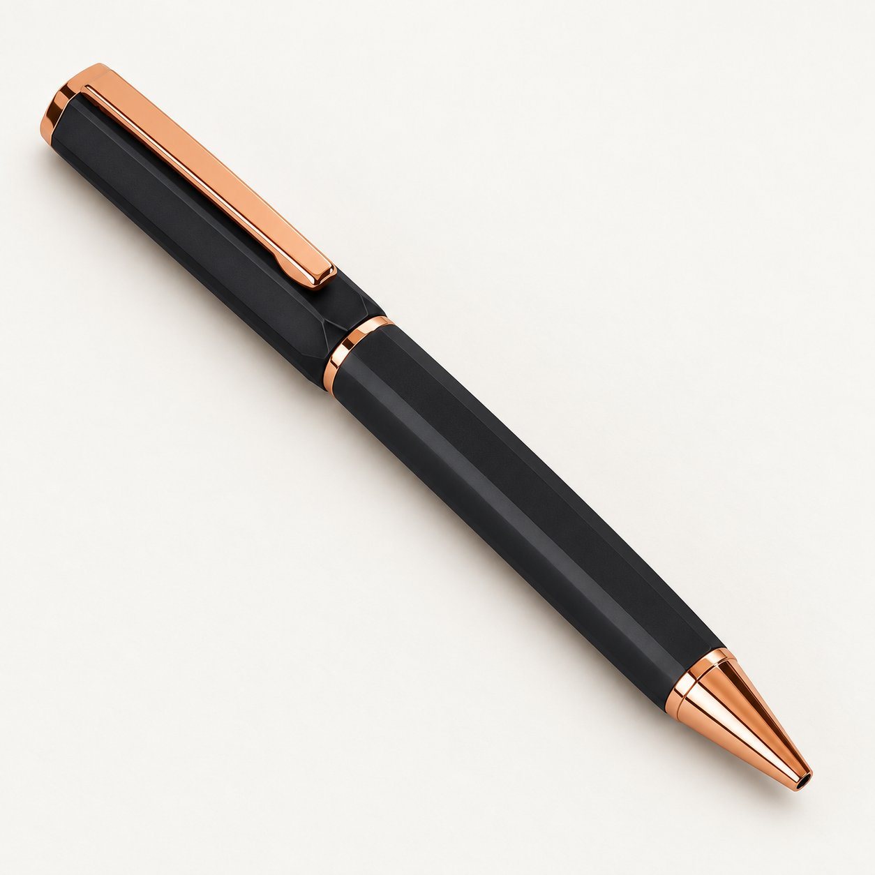 Black rose gold trim twist pen