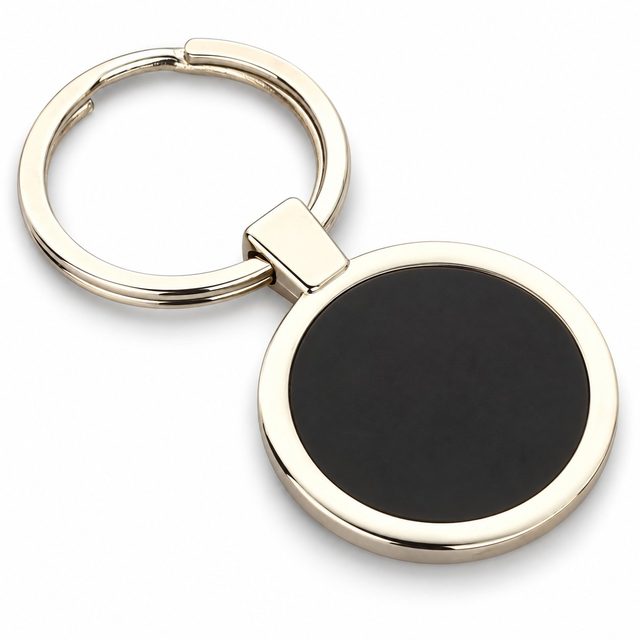 Round black-plate keychain