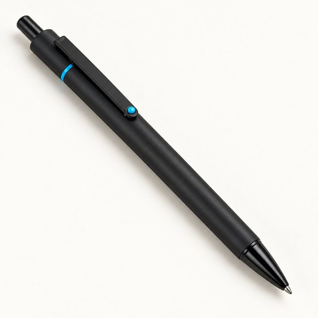 Blue black pen with coloured highlights