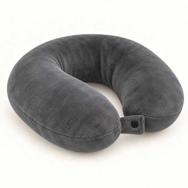 Grey U-shaped travel pillow