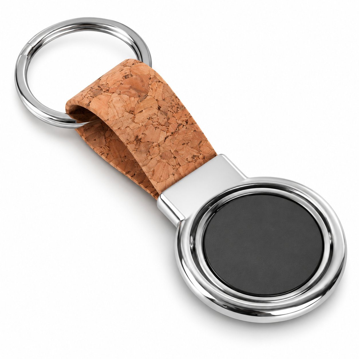 Cork strap rotating keychain