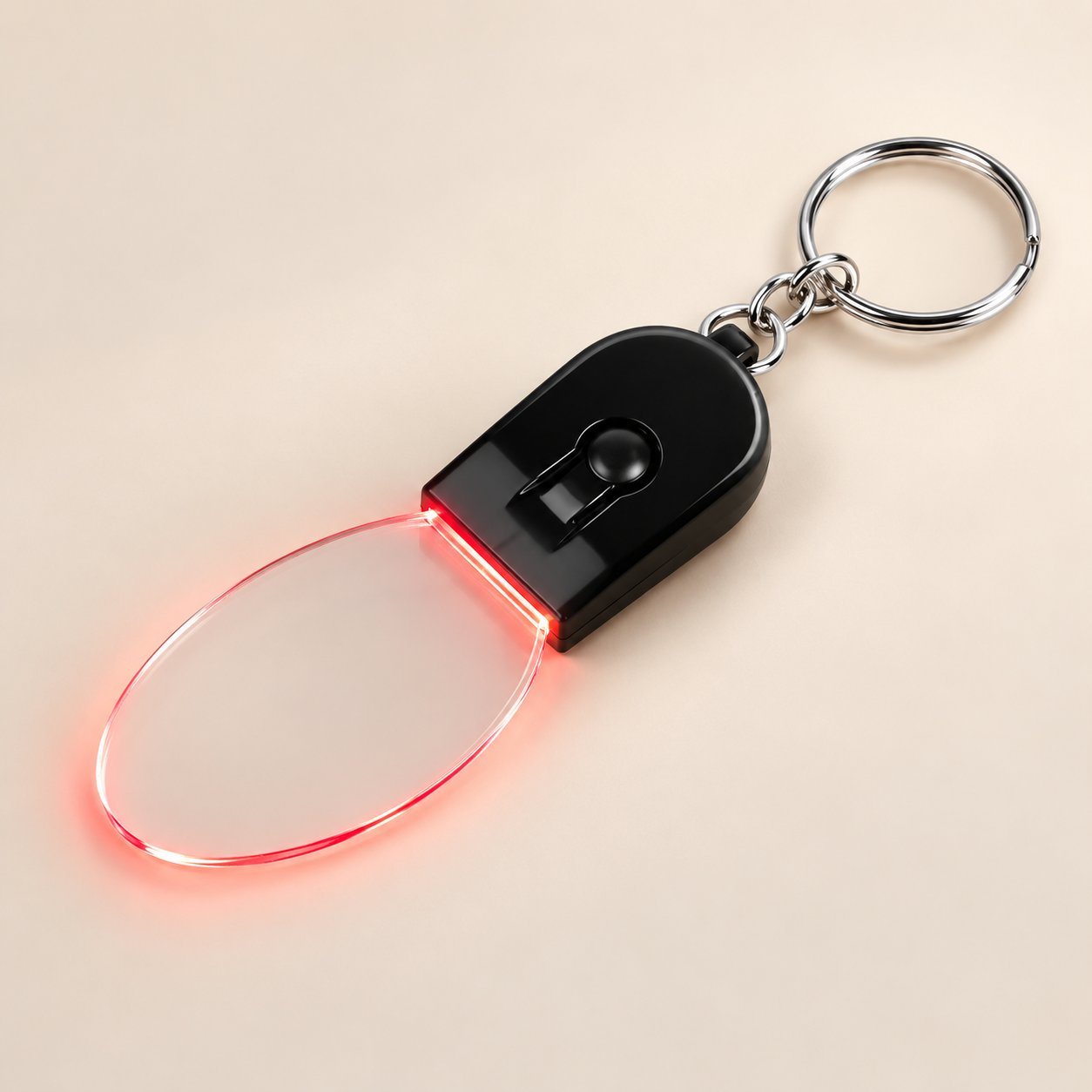 Black oval RGB LED acrylic keychain
