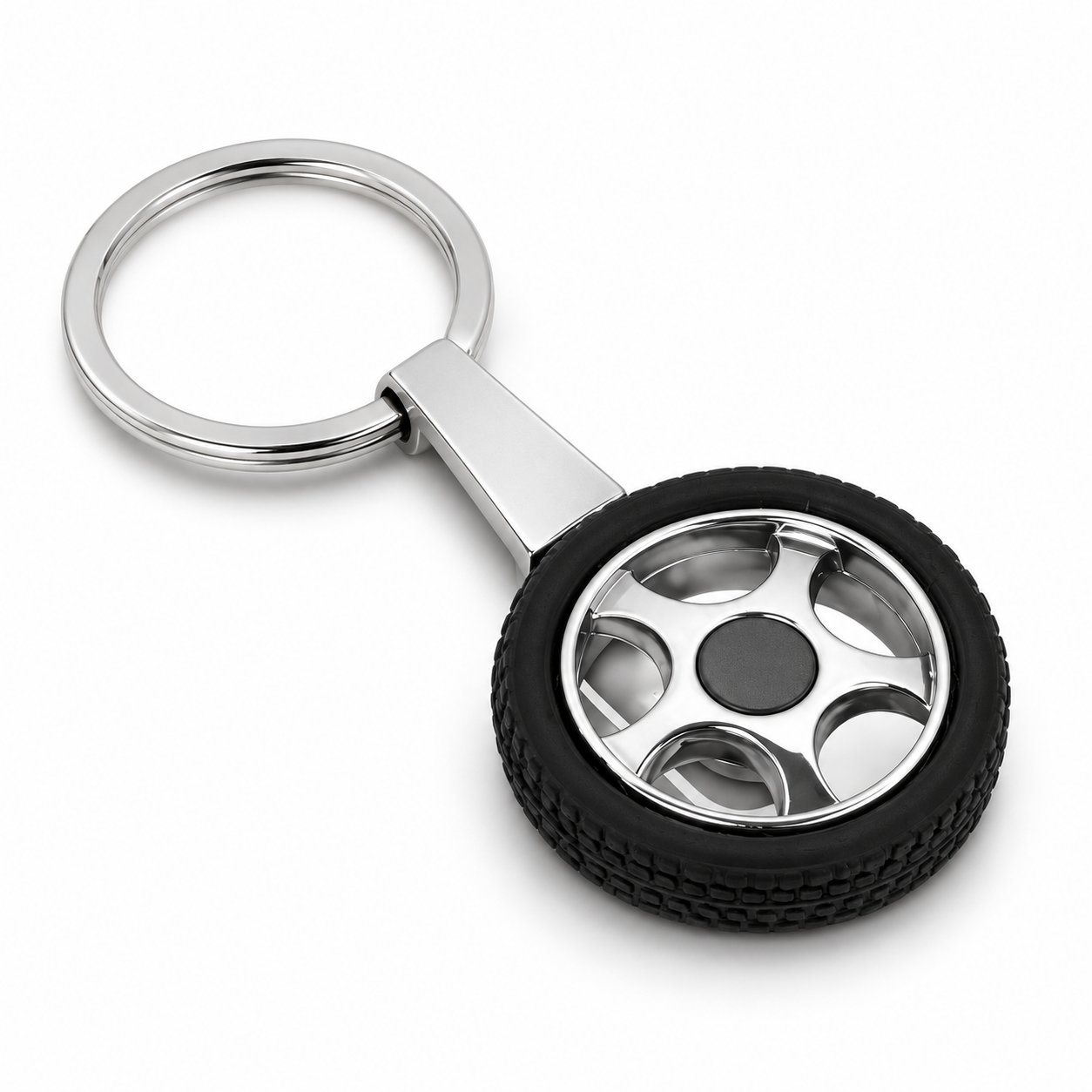 Tyre-shape rotating keychain