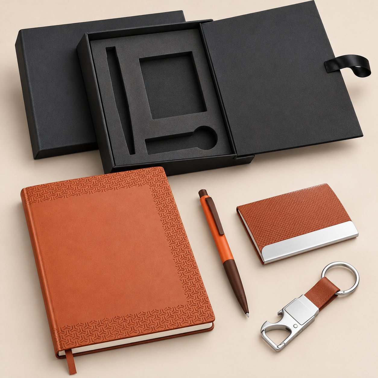 Tan 4-piece gift set