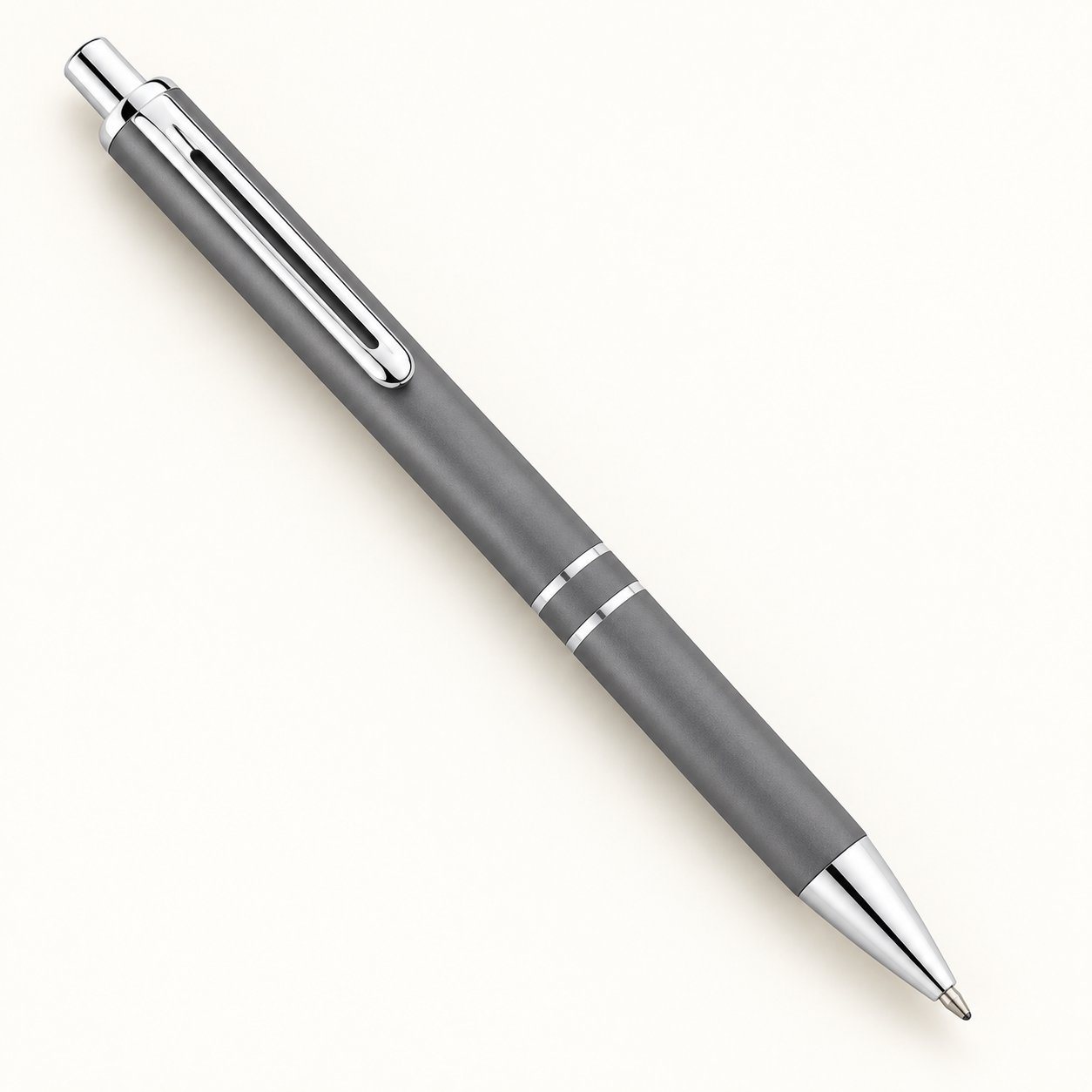 Grey double-ring metal pen