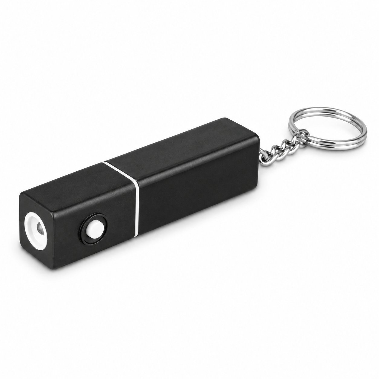 Black square torch keychain