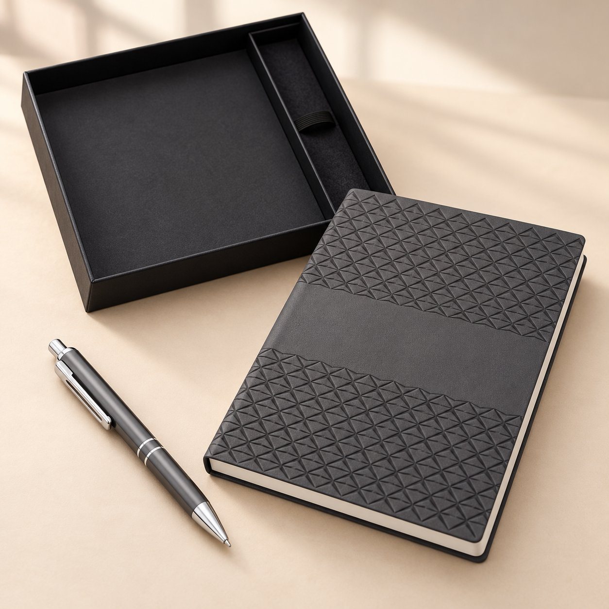 Diamond-emboss notebook and pen set