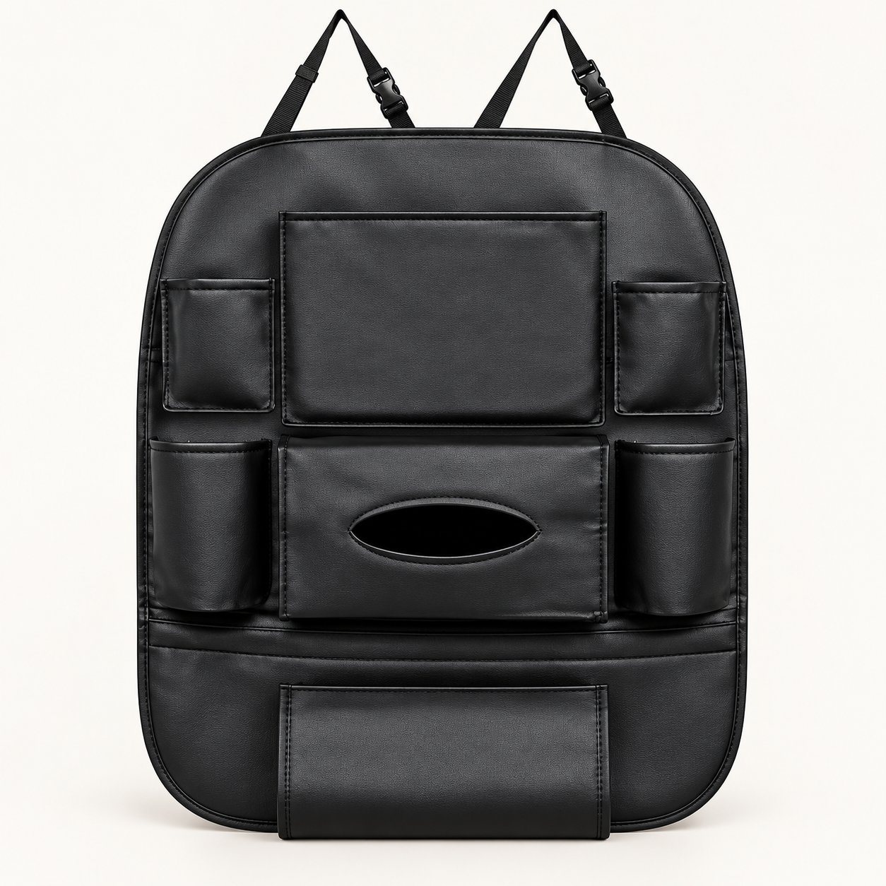 Black PU car back-seat organiser