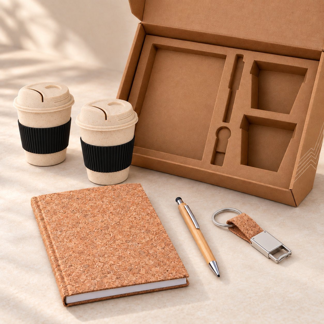 Eco cork and bamboo gift set