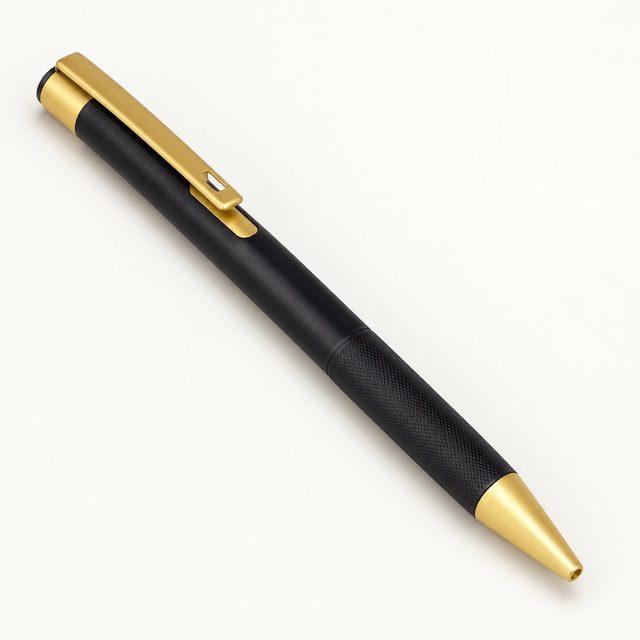 Black luster matte pen with golden parts