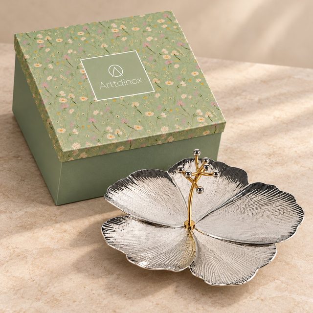 Arttd'inox Forest Platter in Steel/Gold, annual day gift