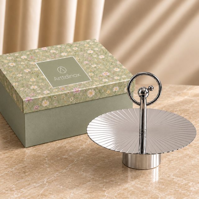 Arttd'inox Dancing Doll Snack Platter in Steel, client gift