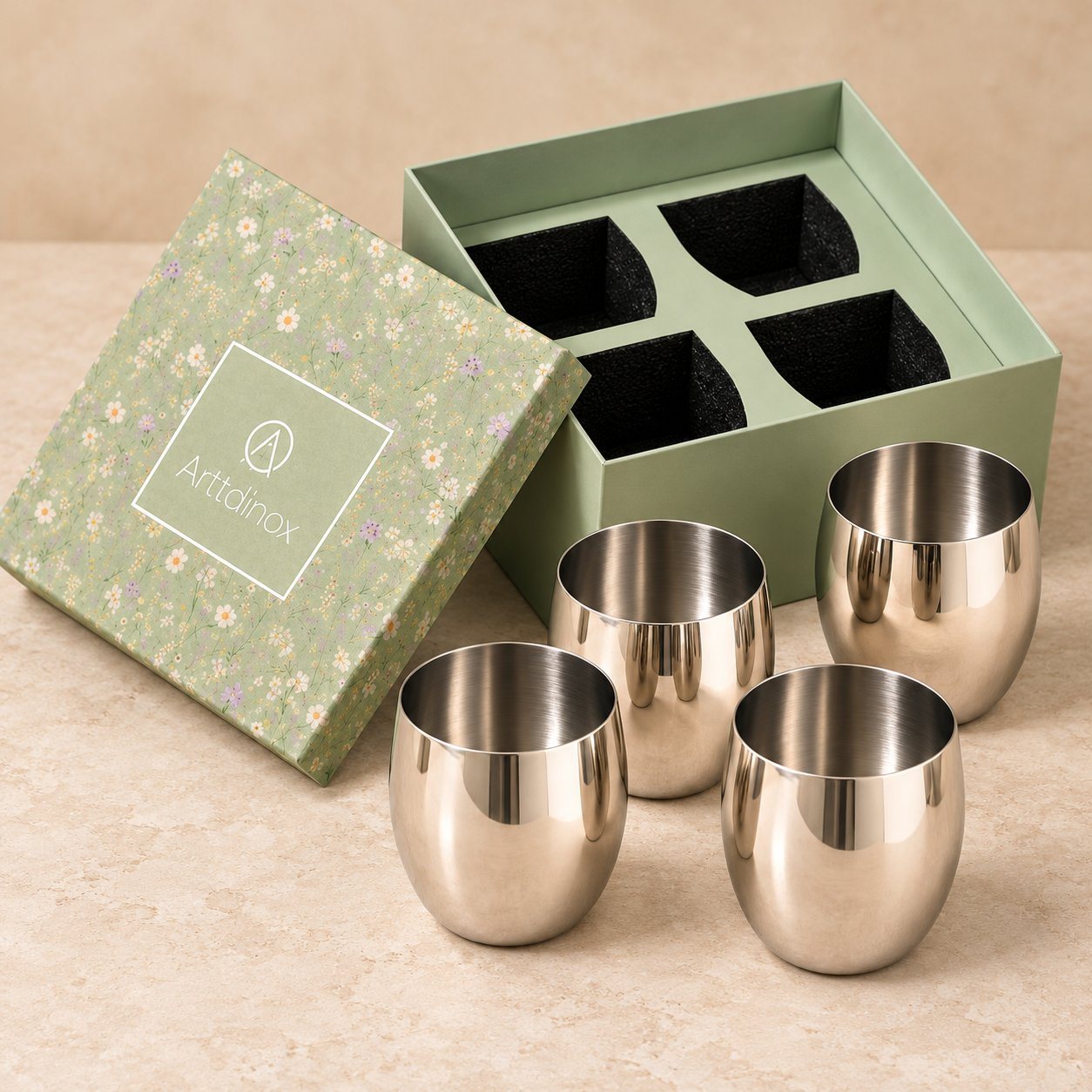 Arttd'inox Tumbler Set of 4 in Steel, corporate gifting