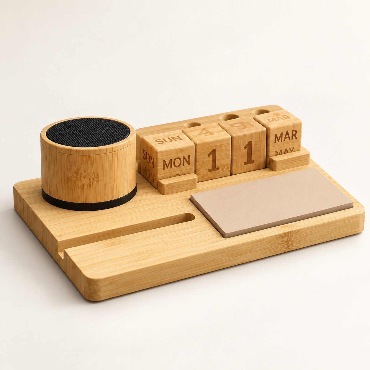 Click to zoom Bamboo speaker desk organiser
