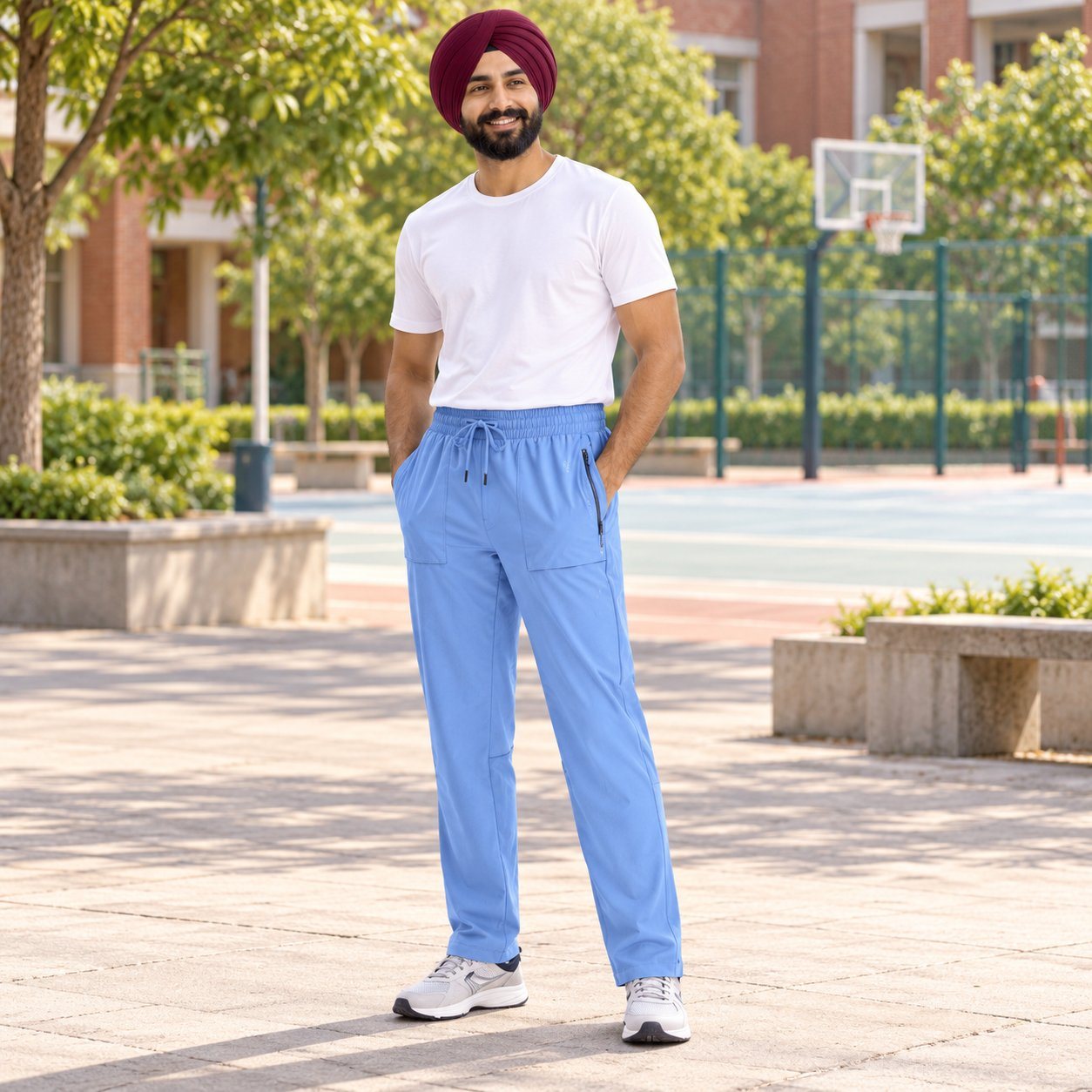 Click to zoom Man wearing Decathlon Men's Breathable Fitness Bottoms in Blue, sales team reward