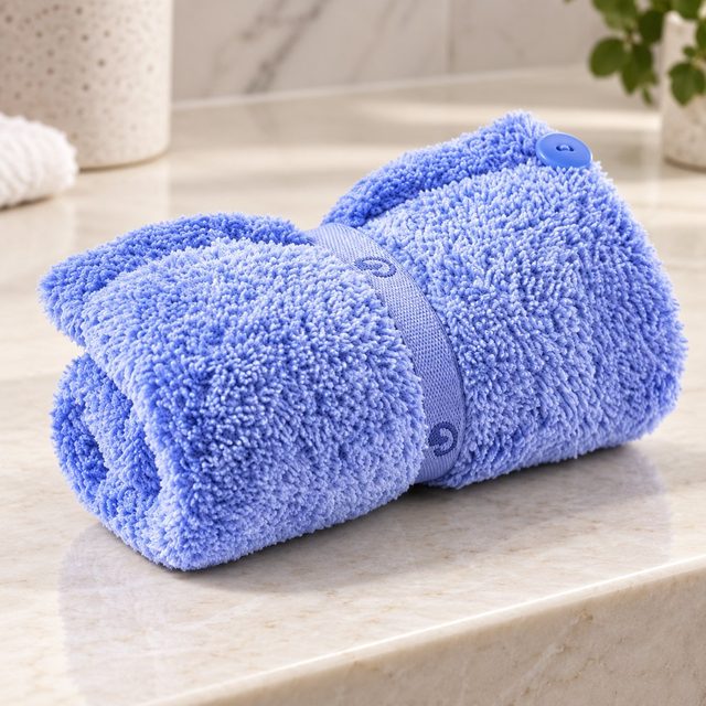 Decathlon Soft Microfibre Hair Towel in Blue, bulk order with company logo