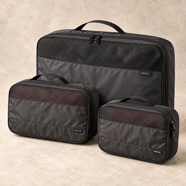 Decathlon Kit of 3 Travel Storage Bags in Black, bulk order with company logo