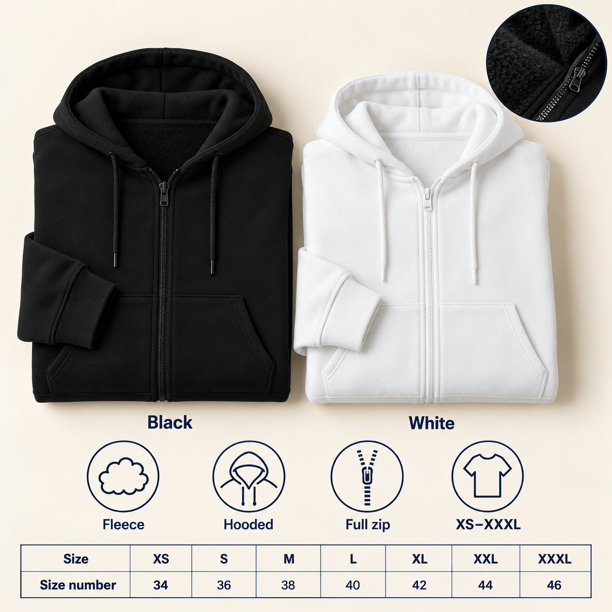 Click to zoom Duke Hoodie Zipper in all 2 colours, Fleece, for bulk order with company logo