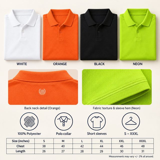 Duke Basic Polo Tee in all 4 colours, 100% polyester, for annual day gift