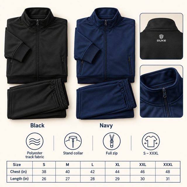 Duke Track Suit in all 2 colours, Polyester track fabric, for sales team reward