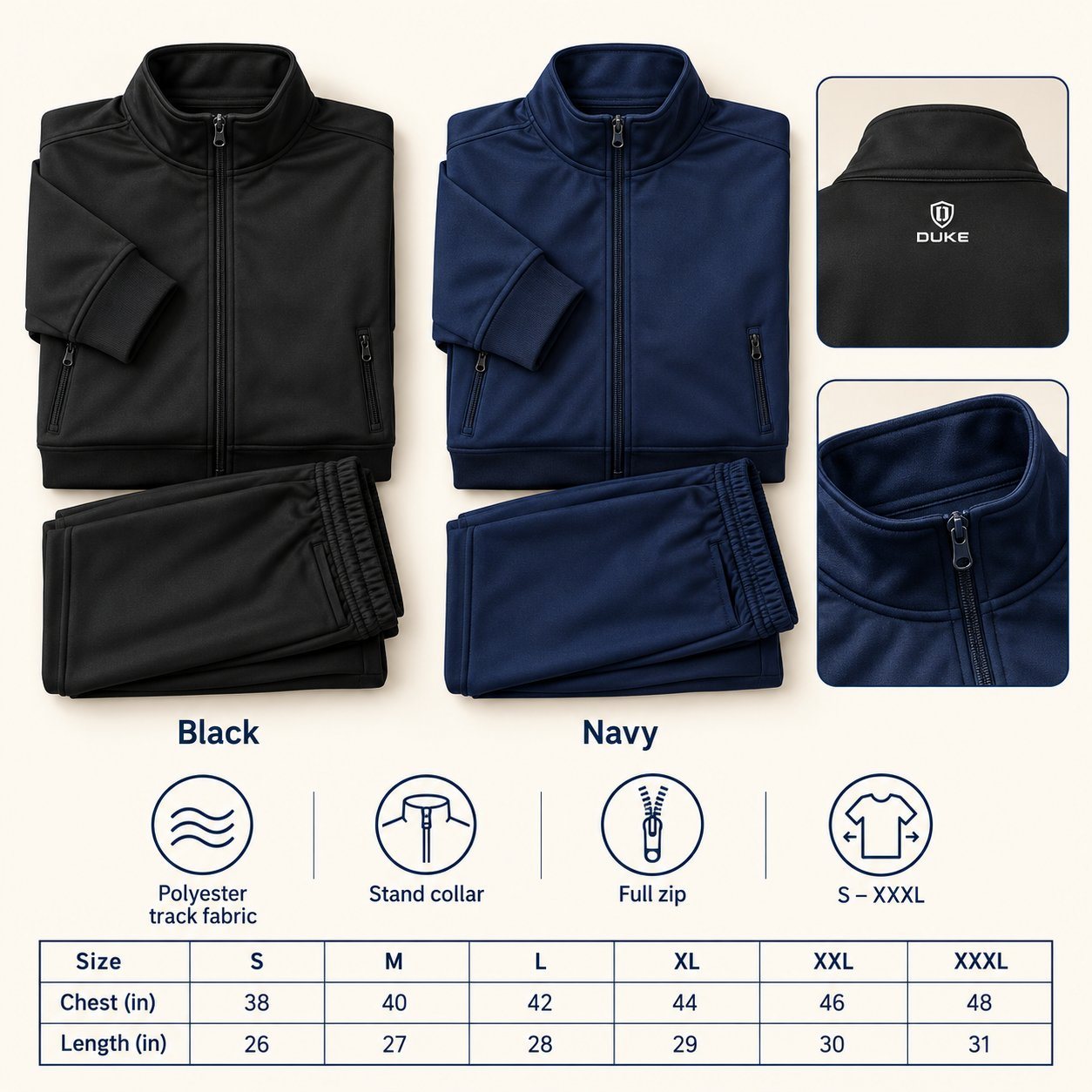 Click to zoom Duke Track Suit in all 2 colours, Polyester track fabric, for sales team reward