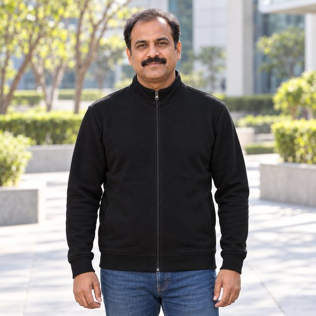 Man wearing Duke Sweatshirt Zipper in Black, sales team reward