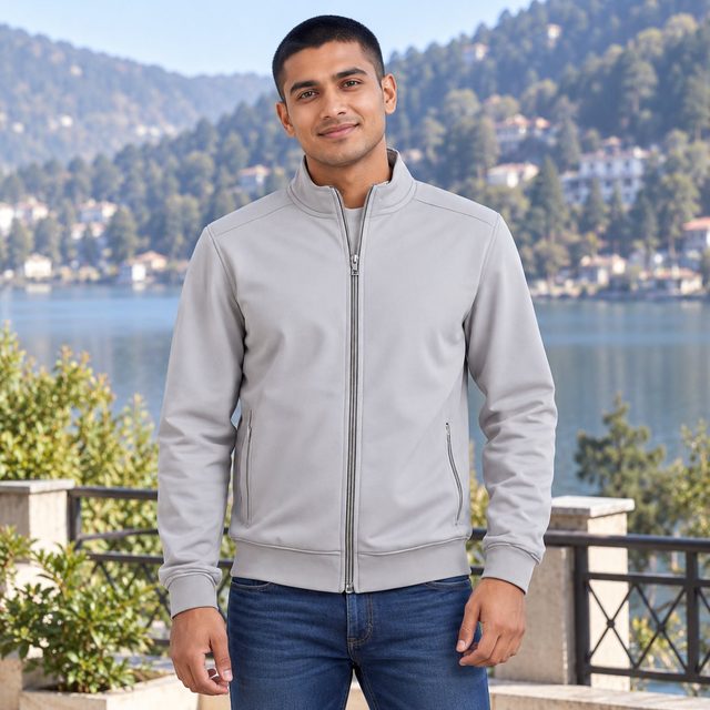 Man wearing Duke Windcheater Jacket in Grey, corporate gifting