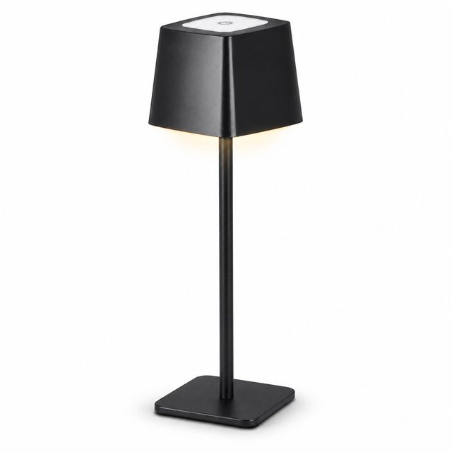 Black square-shade table lamp