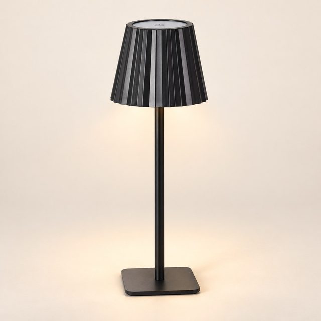 Black pleated-shade table lamp