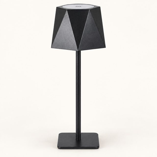 Black faceted-shade table lamp