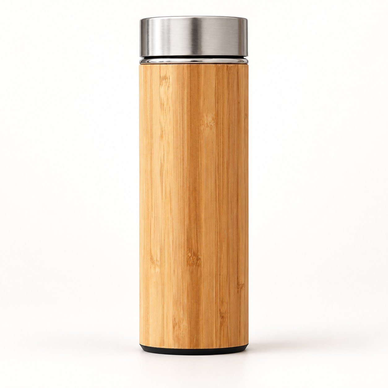 Click to zoom Stainless Steel Double Wall Bamboo Flask, 450 & 500 ml