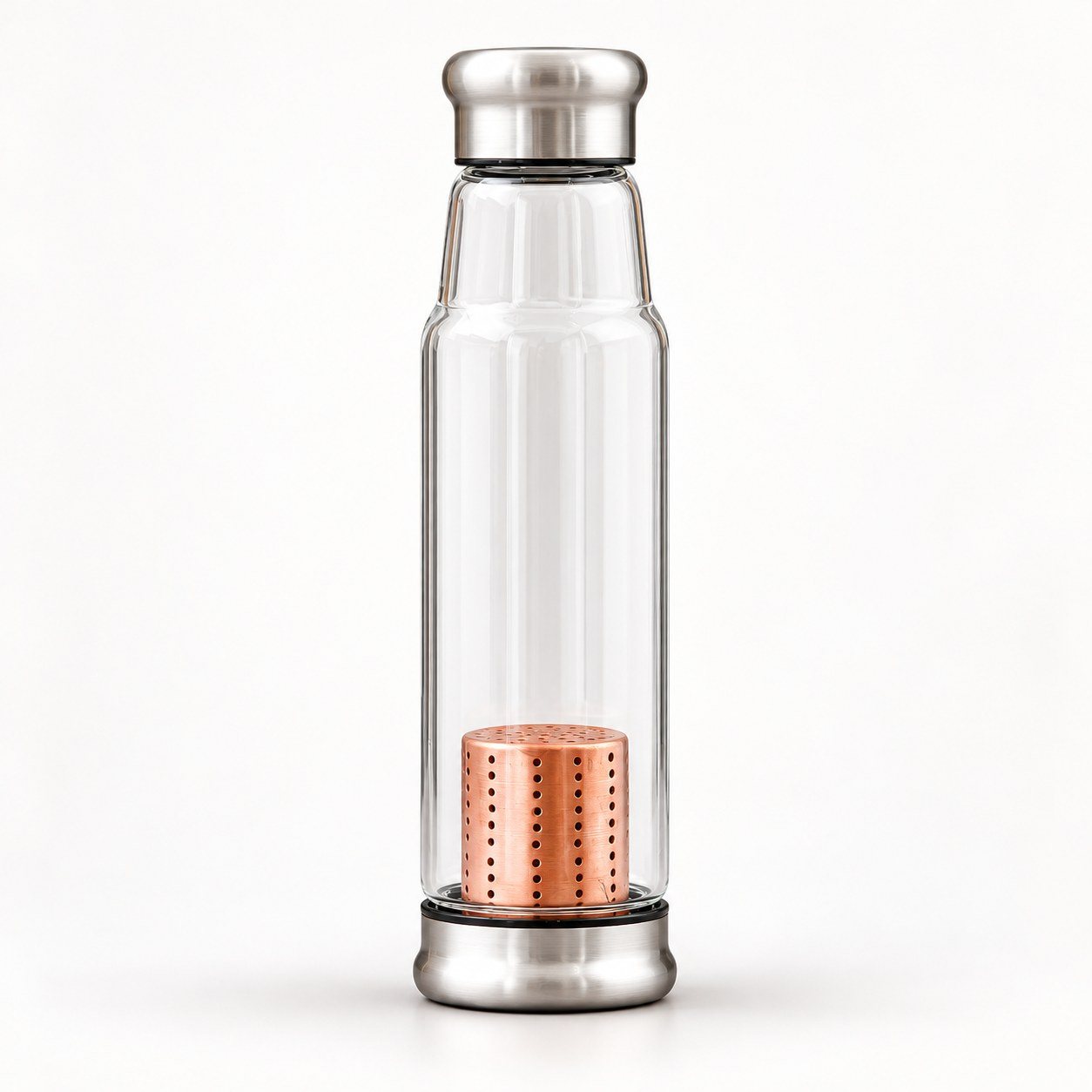 Click to zoom Copper Infuser Borosilicate Glass Water Bottle, 500 ml