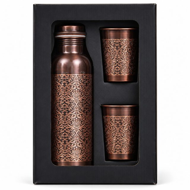 Antique Laser Finish 1+2 Copper Set