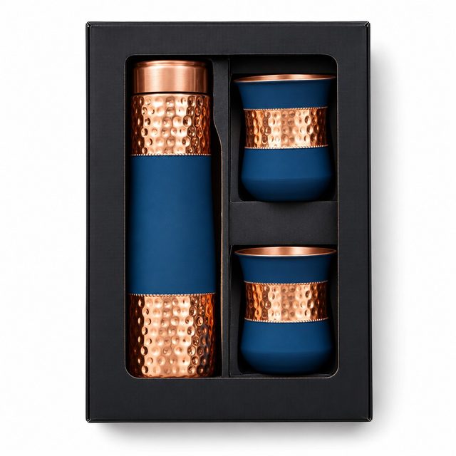 Plain Hammered Finish 1+2 Copper Set