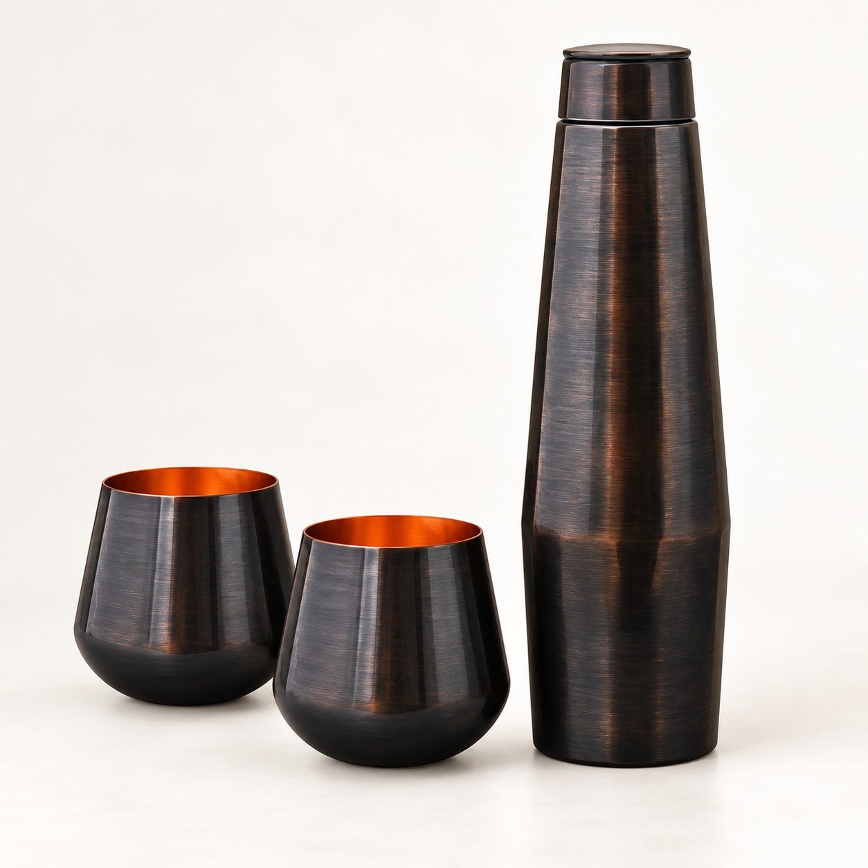Click to zoom Black Copper Bottle with 2 Tumblers Gift Set