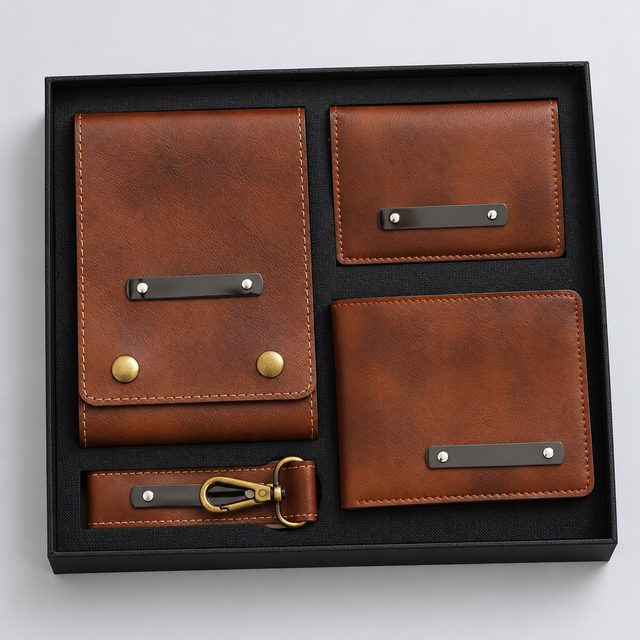 Wallet, Card Holder, Notepad & Keychain Set