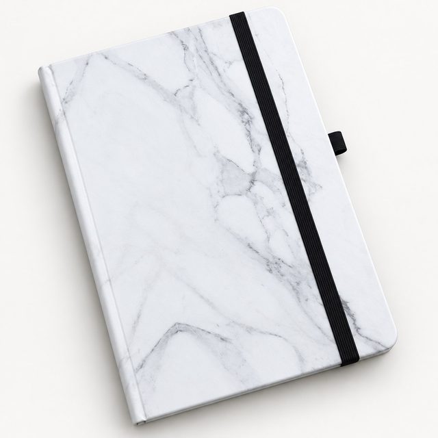 Marble Elastic Closure Notebook with Pen Loop – 192 Pages
