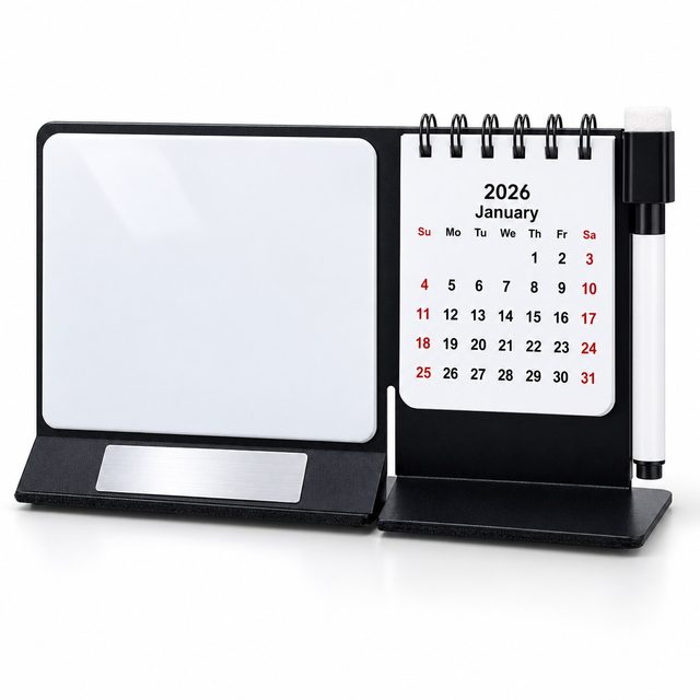 Desktop Calendar with Magnetic Whiteboard & Magnetic Marker