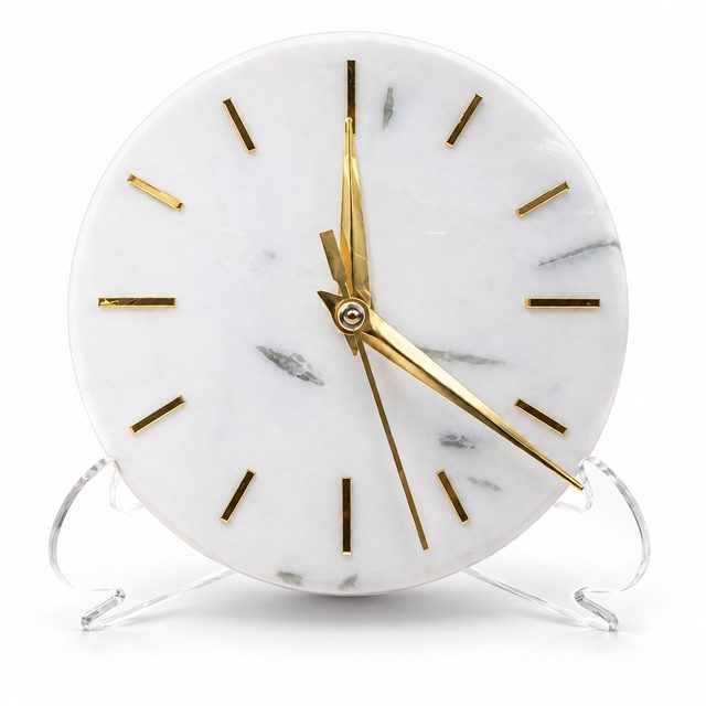 Original Marble Clock with Transparent Stand