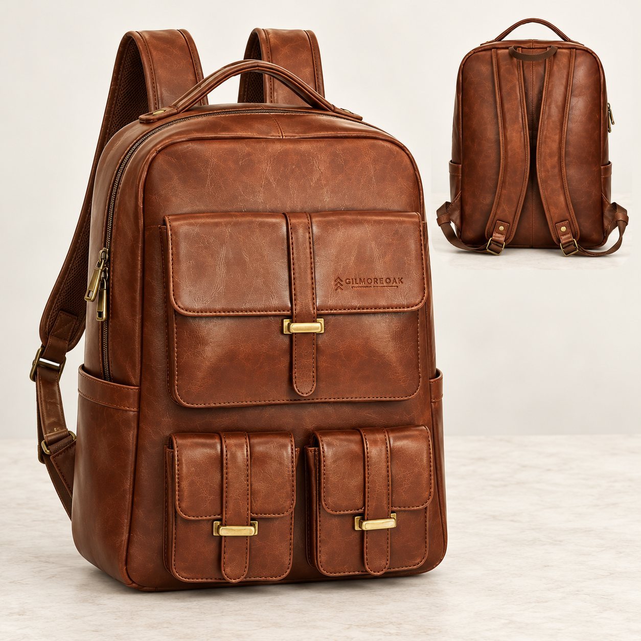 Click to zoom Gilmore Oak Carroway Backpack in Brown, festive gifting