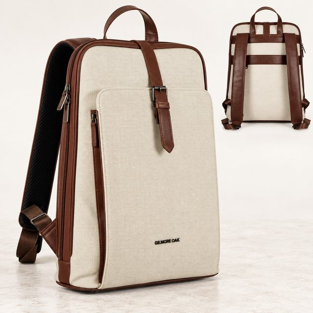 Gilmore Oak Verona Backpack in Beige, annual day gift