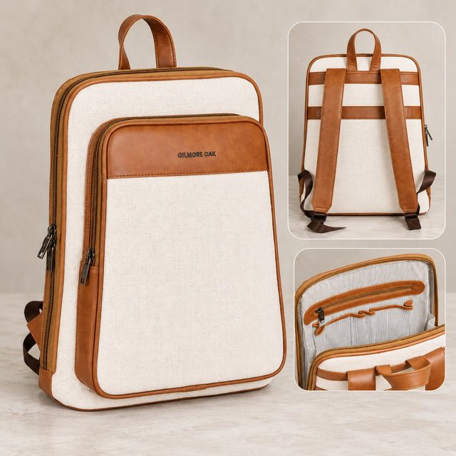 Gilmore Oak Zera Backpack in Cream, bulk order with company logo