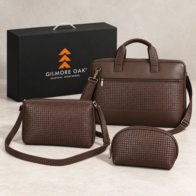 Gilmore Oak Herron Collection 3 Pc Combo in Brown, bulk order with company logo