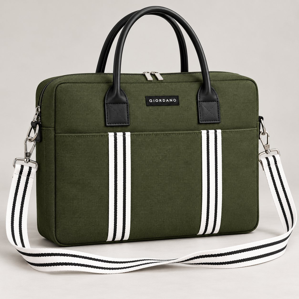Click to zoom Giordano Titus Canvas Laptop Bag in Olive, dealer meet gift