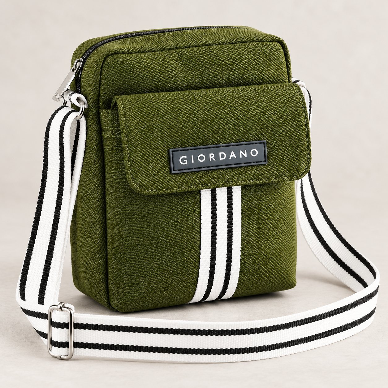 Click to zoom Giordano Merlin Canvas Sling Bag in Olive, bulk order with company logo
